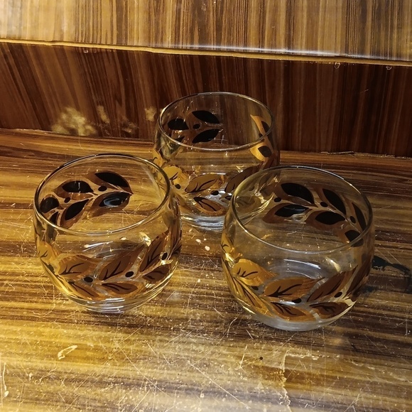 Vintage Federal gold leaf rolyvpoly glasses barware - Picture 2 of 4